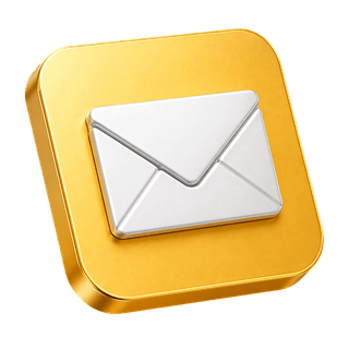 Sobre de correo representado como icono decorativo 3D en la página de contacto