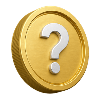Moneda de oro 3D ornamental que muestra un signo de interrogación en la página de preguntas frecuentes